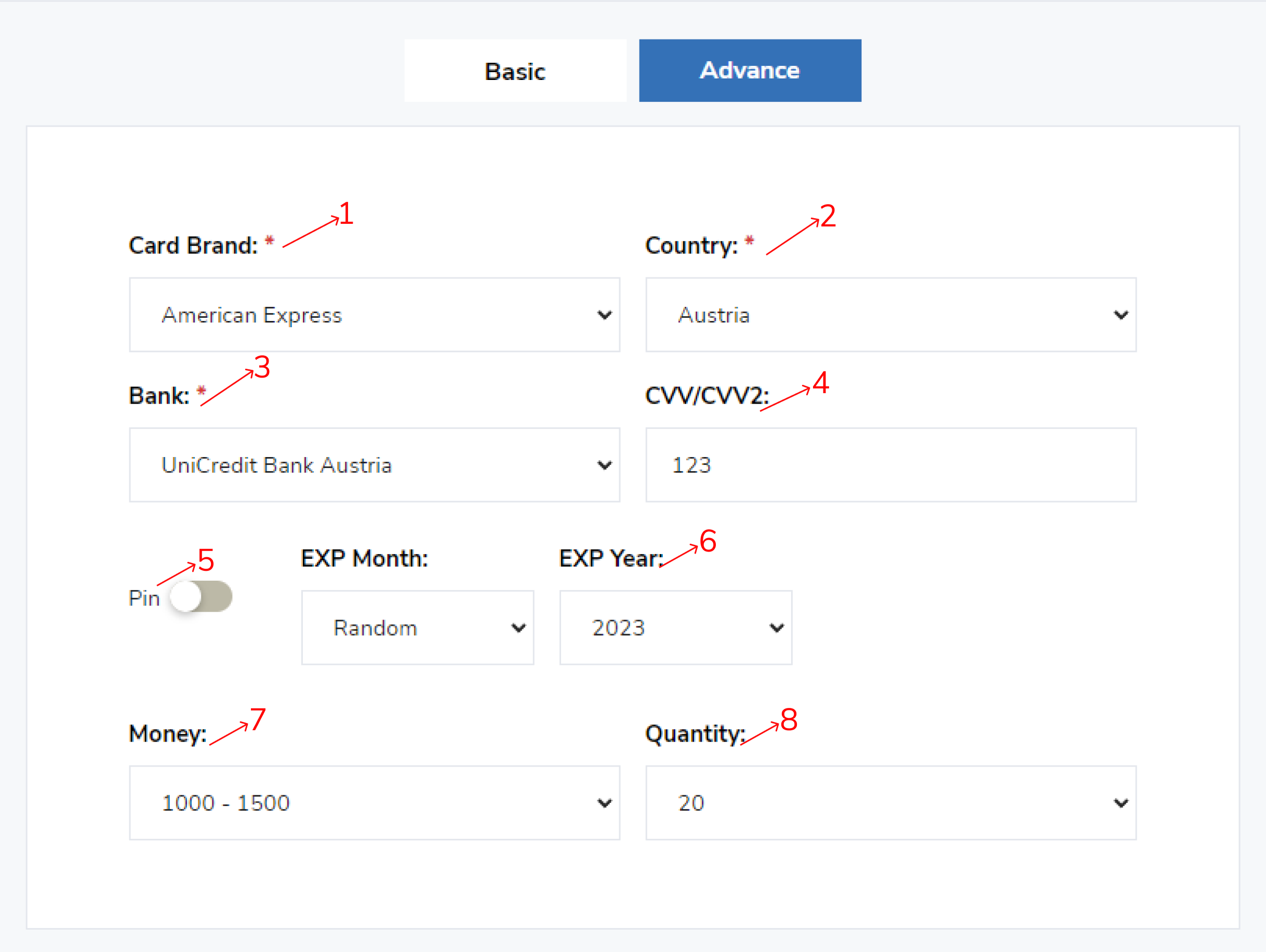 Advanced Mode Credit Card Generator